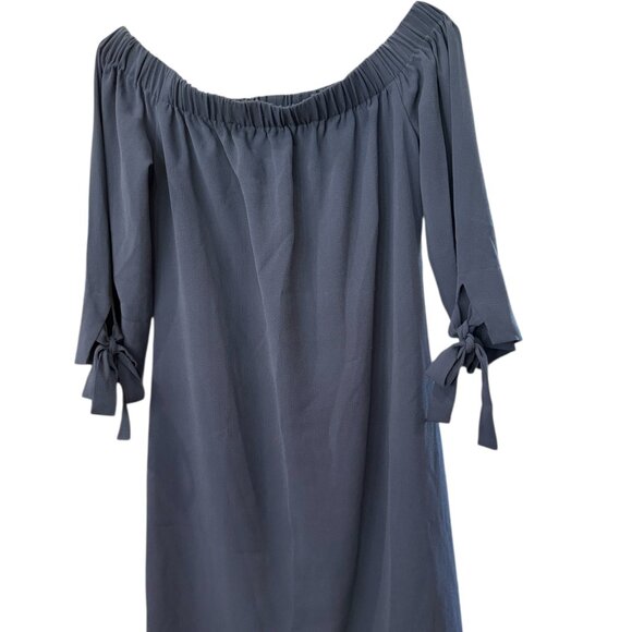 Vince Camuto Navy Off Shoulder Dress Tie Sleeve Fully Lined Desk to Dinner Sz 6 - Picture 2 of 5